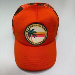 NWOT, Duvin Design Company Orange/camo Trucker Hat, OS, never worn
